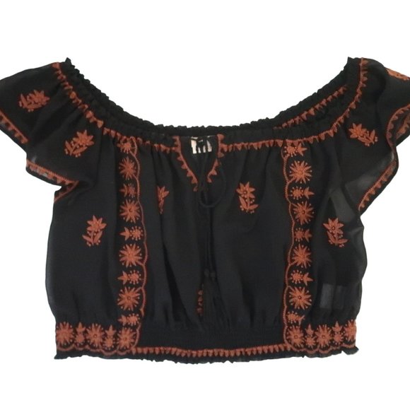 THE HANGER semi sheer cropped Paisley Park boho top - Picture 5 of 7